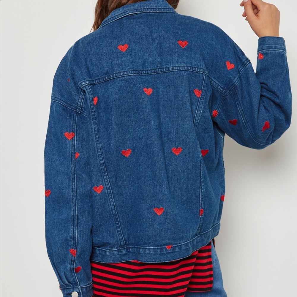 Lazy Oaf Heart Embroidered Denim Jacket